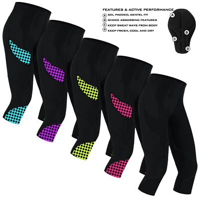 MAXFIT Damen Radsporthose 3/4 Shorts gepolstert Damen Sport Fahrrad Leggings Anti Bac