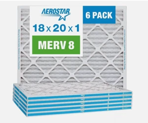 ✨Aerostar 18x20x1 AC and Furnace Air Filter MERV 8, Box of 6 - Picture 1 of 2