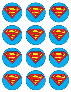 Superman Edible Cupcake Toppers – Superhero Wafer Logo Image Decorations - Bild 1 von 6