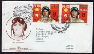 506 PERU TO CHILE CIRCULATED FDC AIR MAIL COVER 1969 AVIATION LIMA - SANTIAGO - Picture 1 of 2