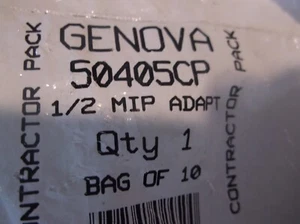 Genova 50405CP, 1/2 INCH MIP ADAPT10-Pack X 25 BAGS - Picture 1 of 12