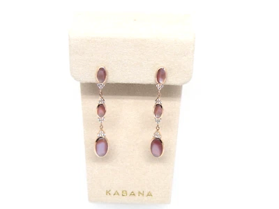 Authentic Kabana 14k Rose Gold, Pink Mother of Pearl,  Diamonds, Dangle Earring - Image 1 of 4