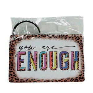 Keychain "You Are Enough" Double Sided Plastic Card 3"x2" Animal Print Gift - Picture 1 of 1