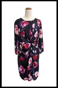 TOKITO Wrap Style Floral Sheath Dress 3/4 Sleeves Work Party Wedding Size 12 - Picture 1 of 9