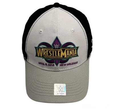 WRESTLEMANIA «34» WWE Новый Орлеан черный белый регулируемый крышка шляпа редкая новом без ЯРЛЫКОВ - Изображение 1 из 4