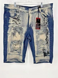 Lion Dynasty Jeansshorts Größe 40 Distressed Splatter Loop Hip Hop Herren - Bild 1 von 14