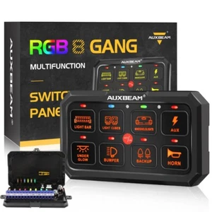 AUXBEAM RGB 8 Gang Switch Panel LED Light Circuit Control System For Car Boat - Picture 1 of 12