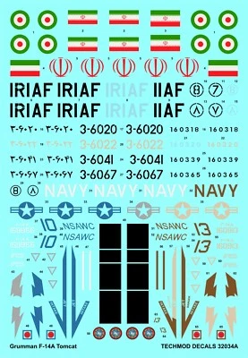 Grumman F-14 A Tomcat DECAL SET (U.S. NAVY & IRANIAN MKGS) #32034 1/32 TECHMOD - Image 1 of 2