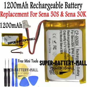 Für Sena 30K & Sena 50S Bluetooth Helm Headset 1200mAh Wiederaufladbarer Akku - Bild 1 von 2