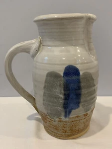 Gorgeous Art Pottery Pitcher 8-1/4" Tall Signed NS Modern Butterfly 2+ Pounds - Picture 1 of 12