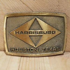 Harrisburg Oilfield Oil Houston Texas Brass Tone Belt Buckle Vtg - Swanky Barn - Picture 1 of 12