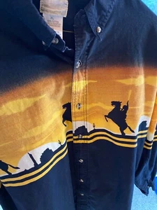 Express Riders Button Down Horse Long Sleeve Shirt Cactus Sunset XL 008-034 - Picture 1 of 15