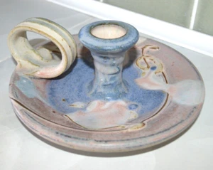 Vtg JERRY KESSLER Loess Hills Studio Art Pottery MCM Candle Stick Holder, Signed - Picture 1 of 4