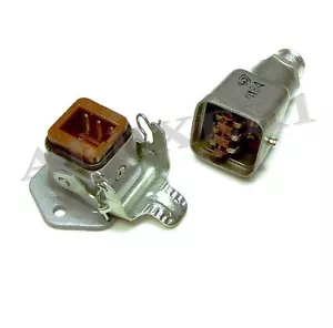 6-polig UdSSR Luftfahrt Stecker Buchse Panel Stecker Buchse Set versilbert - Bild 1 von 3