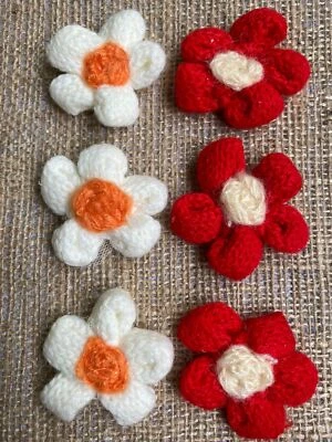 15 /5 Pcs Handmade Flowers From White Red 5cmx5cm Nylon Polyester - Image 1 of 4