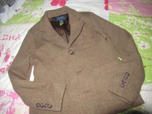 nwot Polo Ralph Lauren brown houndstooth stretch suit jacket boys 5 - Picture 1 of 2