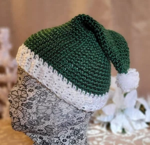 Sombrero de invierno con pompón - niño - verde oscuro con adorno blanco y pompón - Imagen 1 de 4