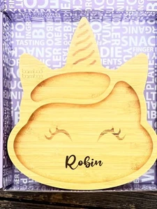 Personalisierte Bambus Baby Saug Einhorn Platten - Bild 1 von 4