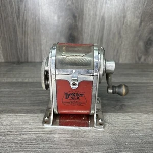 Antique Dexter No. 2 Automatic Pencil Sharpener Hand Crank Red Cracked - Picture 1 of 15