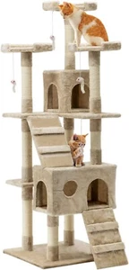 Cat Tree Large Cats Tower Ultimate Scratching Post, 180cm Height Beige Pet Scrat - Picture 1 of 8
