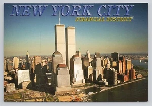 Twin Towers Luftaufnahme der Skyline von Lower Manhattan New York Postkarte - Bild 1 von 2