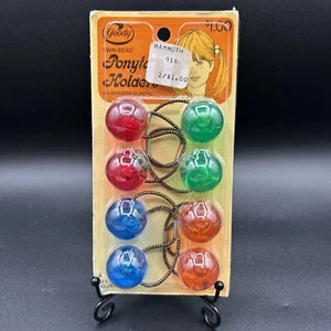 Vintage Goody Twin Bead Ponytail Holders Elastic Hair Ties EX-Large NIB - Picture 1 of 7