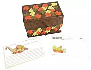 CAJA DE RECETAS DE COLECCIÓN Sindicato Metal Lata Caja de recetas Marrón Cesta Hojas Tarjetas sin usar - Imagen 1 de 6