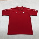 Adidas Climacool University of Nebraska Red Textured Polo Shirt Adult Size L