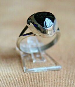 Moderner schlichter Damen Ring mit Onyx Stein, Gr. 53 o. 54, Silber