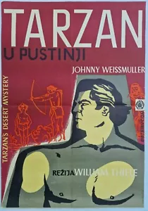 TARZAN DESERT MYSTERY JOHNNY WEISSMULLER 1943 RARE EXYU MOVIE POSTER - Picture 1 of 2