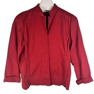 Eileen Fisher Damen Übergangsjacke mit Knopfleiste rot Größe L - Bild 1 von 8