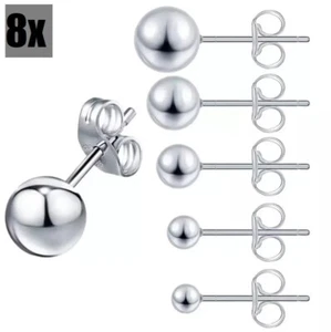 Ohrstecker Ohrringe Edelstahl Herren Silber Damen Frauen Medizinisch Kugel Rund - Bild 1 von 9