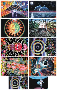 10 Poster UV Luce Nera Fluorescente Illumina Al Buio Arte Psichedelica Psy Goa - Picture 1 of 12