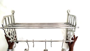 Portapacchi 24'' francese treno portapacchi da parete acciaio vintage lusso - Foto 1 di 6