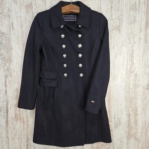 CAPPOTTO Tommy Hilfiger misto lana navy taglia s con bottoni argento doppiopetto - Foto 1 di 17