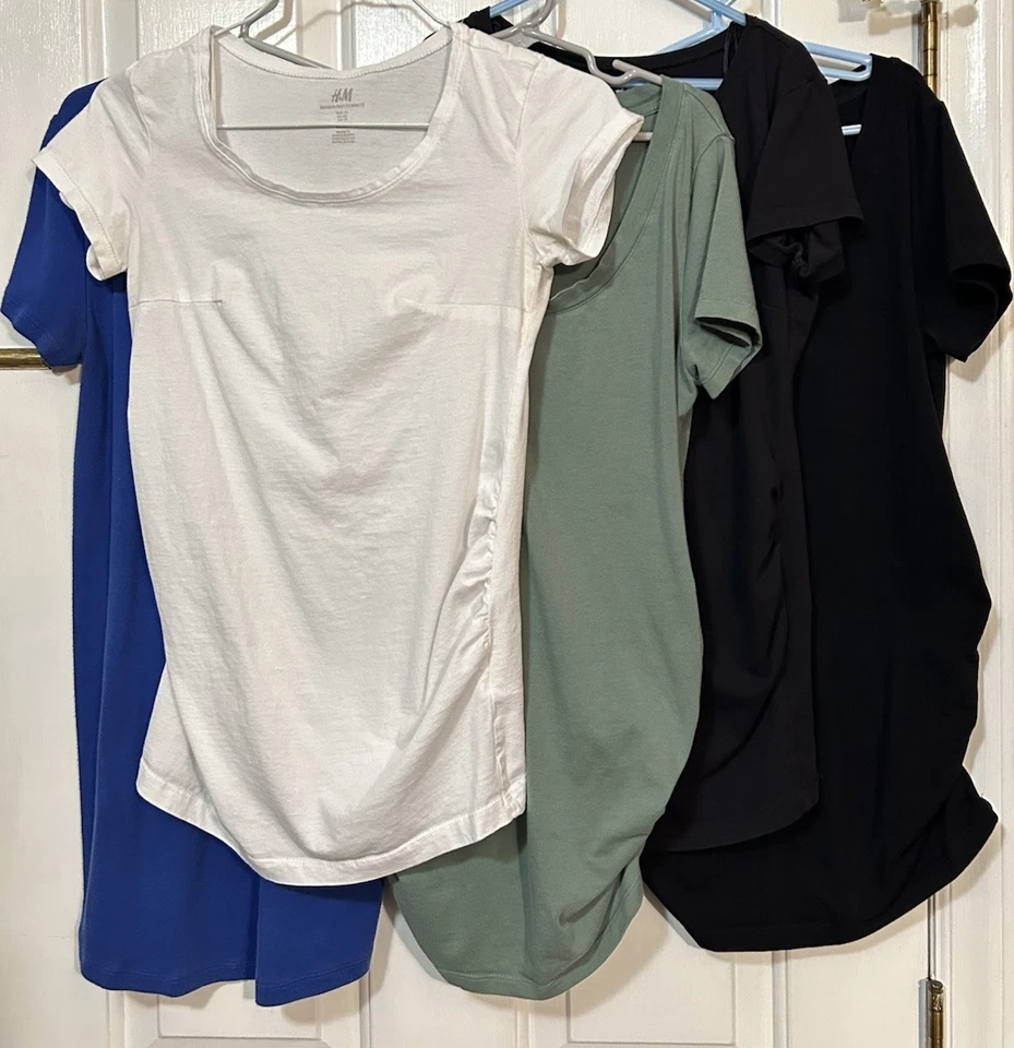 Lot Of 5 Maternity XS Tops Short Sleeve H&M Old Navy Isabel Black White Green - Image 1 of 4