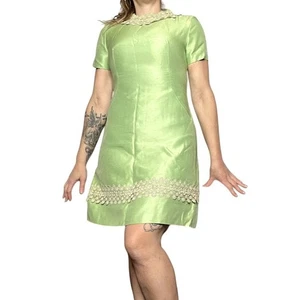 60s Vintage Green Mod Dress with Matching Jacket size 10 2pc Set - Picture 1 of 6