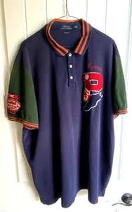 Polo Ralph Lauren Mens XXL Blue P-Wing RL1959 Varsity Patch Football Bulldog - Picture 1 of 19