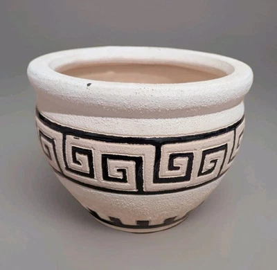 Greek Style Pottery Plant Pot  Sandy & Glazed Mix Marked - Image 1 of 4
