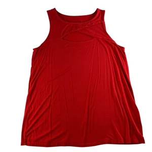 Torrid Plus 1X Super Soft Crew Neck Cutout Tank Knit Red Sleeveless Keyhole - Picture 1 of 14