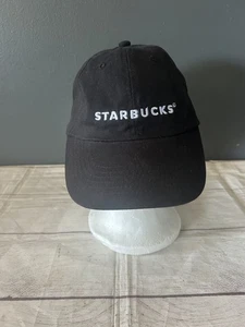 Starbucks Hat Employee Uniform Cap Black White Embroidered Script Adjustable - Picture 1 of 6