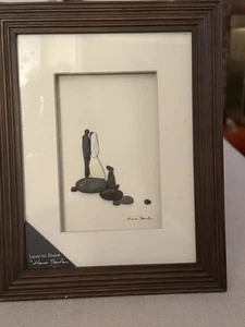 Sharon Nowlan LOVE TO SHARE gerahmte Kiesel-Kunst 8 x 10 Hochzeit Braut Bräutigam Hund signiert - Bild 1 von 7