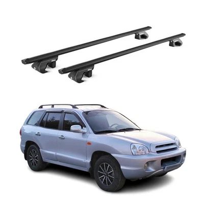 Roof Rack Cross Bars Luggage Carrier for Hyundai Santa Fe 2007-2012 Alu Black 2x - Image 1 of 4