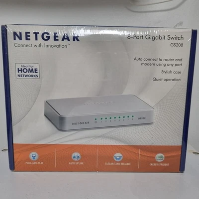 NetGear Gigabit Ethernet 10/100/1000 Mbps 8 port Switch 200 Series (GS208) - Image 1 of 4