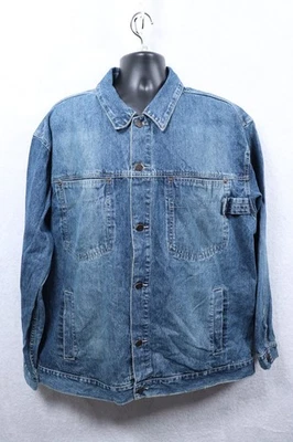 VTG 90s Steve & Barry's Denim Chore Jacket Work Coat Men's XL Faded Long-Sleeve - Image 1 of 4