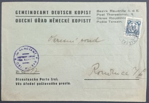Deutsch Kopist to Roudnice Court 1941 Cover, Terezin Postmark, Bohemia Moravia - Picture 1 of 2