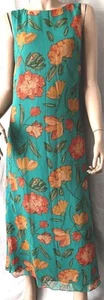 Liz Claiborne lined sleeveless Green floral Shift dress Sz 10 - Picture 1 of 7