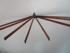Antique 8 Arm Wood Drying Rack Laundry Clothes Hanger Wall Mount- Vintage - Picture 1 of 13