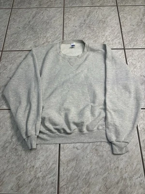 Sudadera Pullover Deportiva Russell Vintage Años 90 Gris Claro Talla XXL Foto 1 de 4