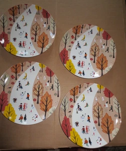pb/west elm autumn halloween trick or treat appetizer plates nib set of 4 HTF - Picture 1 of 8